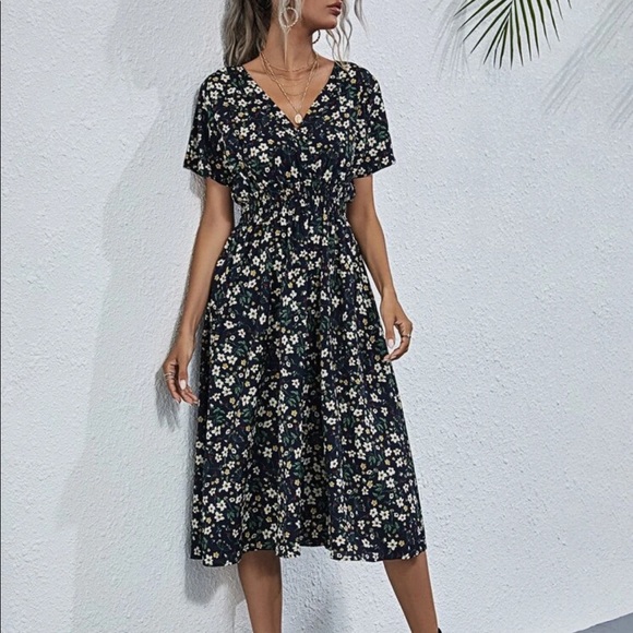 Boho floral print wrap A line dress - Picture 11 of 16